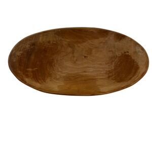 Besmo Hand Carved Kenya Wood Oval Bowl Centerpiece Rustic Dough Bowl 14.5 Inch